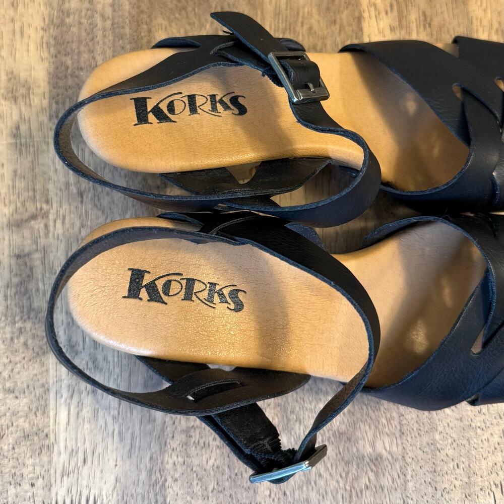 Korks Bagley Sandal Block Heel Platform Studded Strappy Retro Black Women’s US 9 - Picture 10 of 10